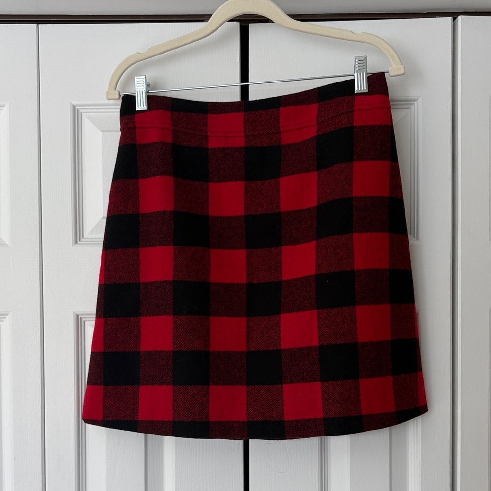 J. Crew Red and Black Buffalo Plaid Checkered Mini Skirt